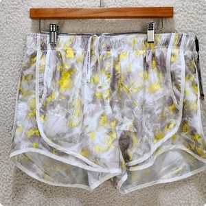 Calvin Klein Performance Printed Running Shorts Women's Large Enlighten Daffodil